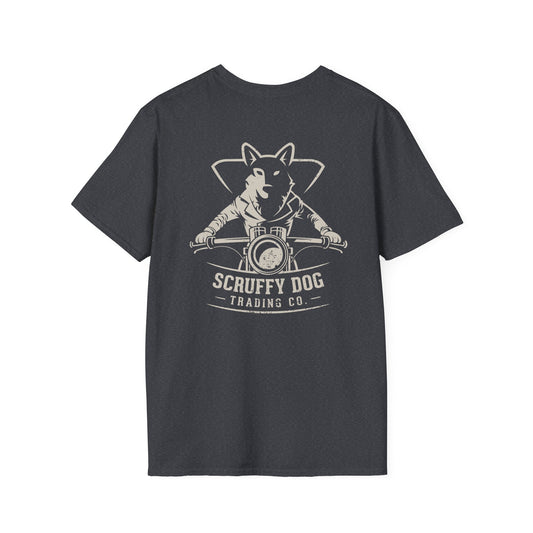 Black t-shirt with a dog graphic