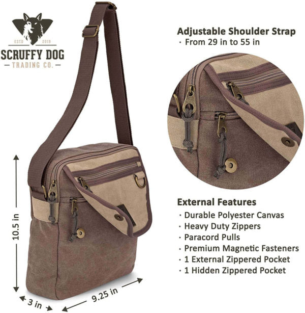 Side view of compact messenger bag