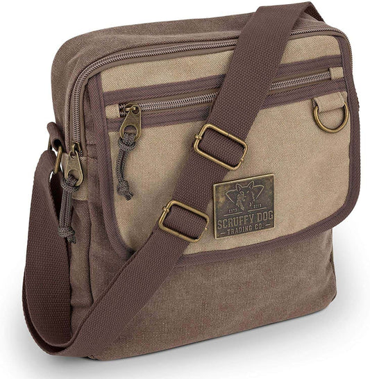 Small 11-inch messenger bag in brown by Scruffy Dog Trading Co.