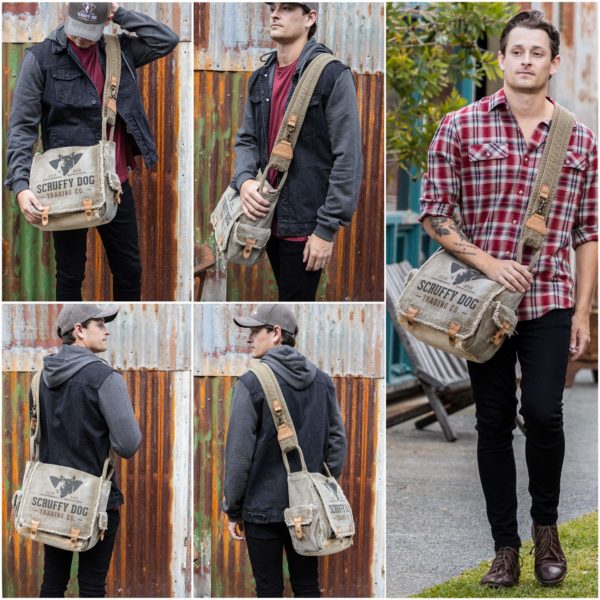 Vintage messenger bag worn crossbody