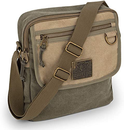 Small 11-inch messenger bag in khaki by Scruffy Dog Trading Co