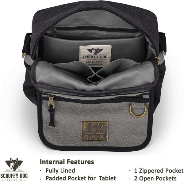 Scruffy Dog small canvas messenger bag with multiple pockets