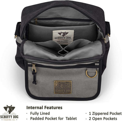 Scruffy Dog small canvas messenger bag with multiple pockets