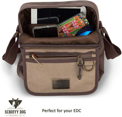 Small messenger bag interior and storage layout