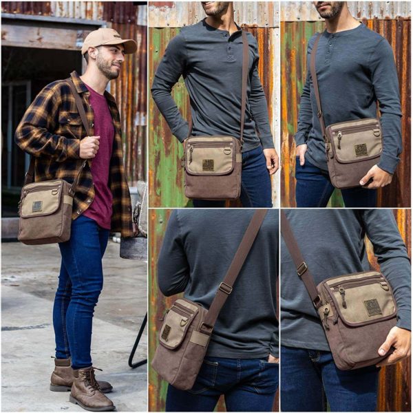 Scruffy Dog small canvas messenger bag with multiple pockets