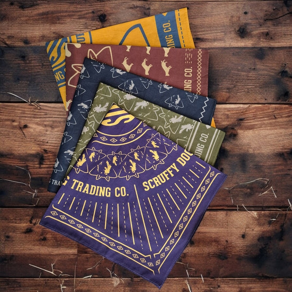 Folded premium cotton bandana showing print detail