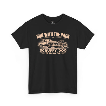 Run With The Pack graphic t-shirt black unisex cotton tee