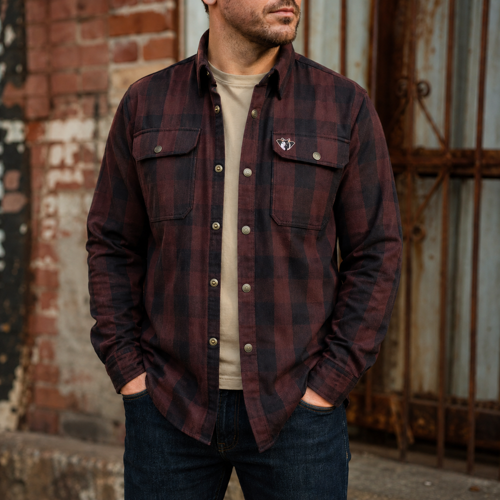 Plaid Flannel Shirt - Chocolate/Black