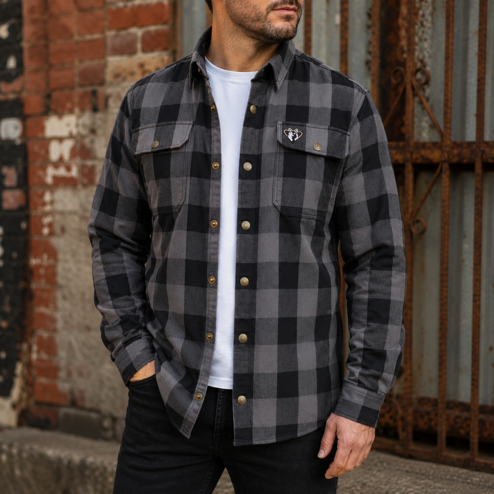 Plaid Flannel Shirt - Grey/Black