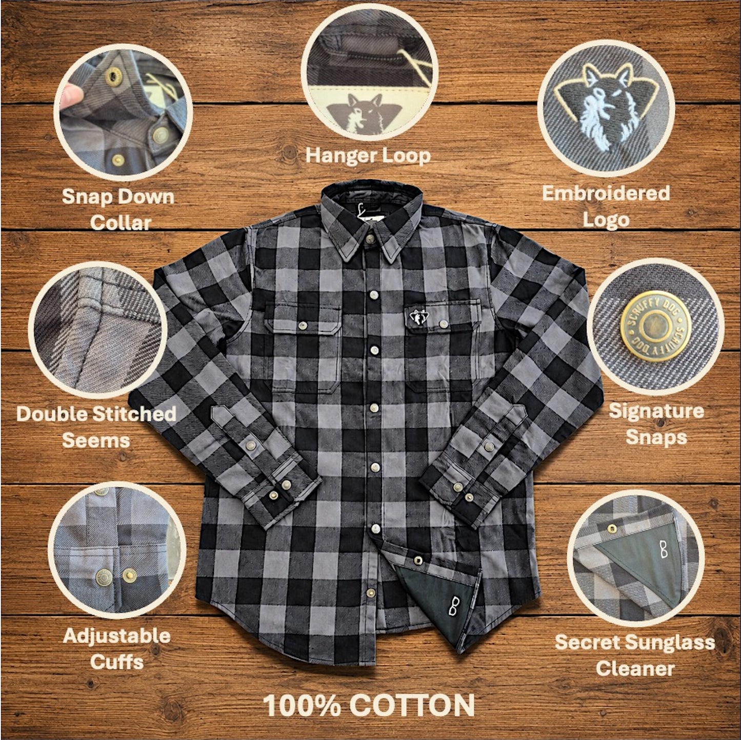 Plaid Flannel Shirt - Grey/Black