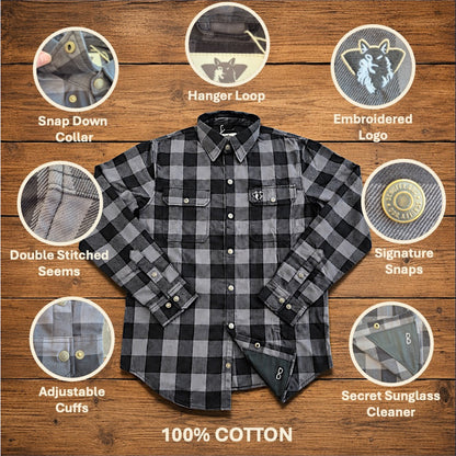 Plaid Flannel Shirt - Grey/Black