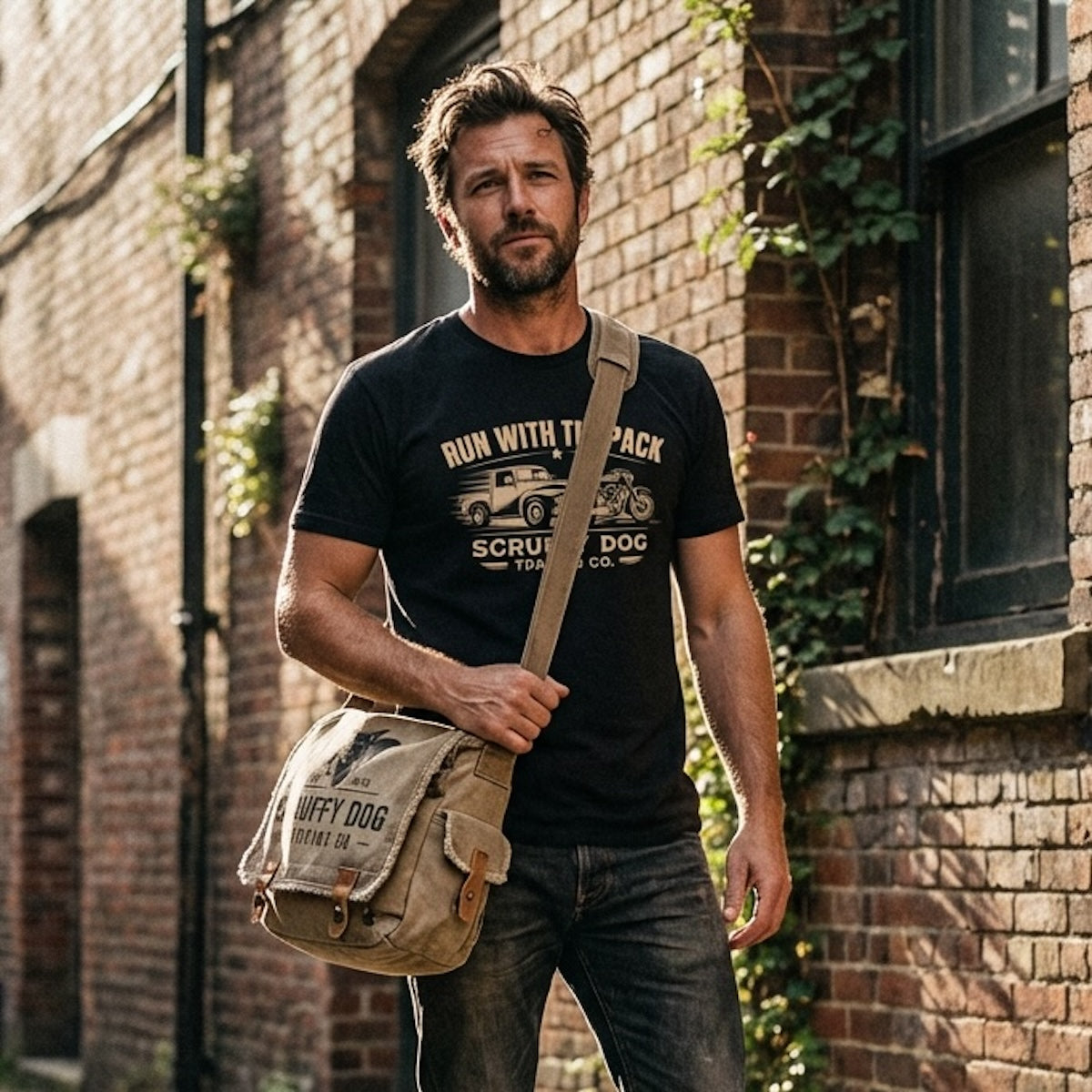 Scruffy Dog Run With The Pack t-shirt urban adventure lifestyle