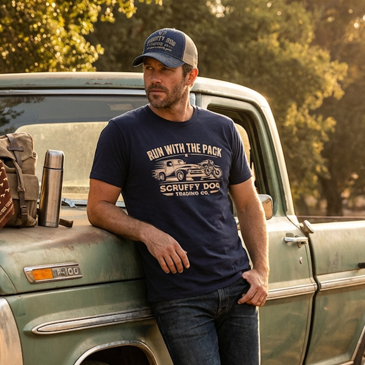 Scruffy Dog Run With The Pack t-shirt vintage truck lifestyle