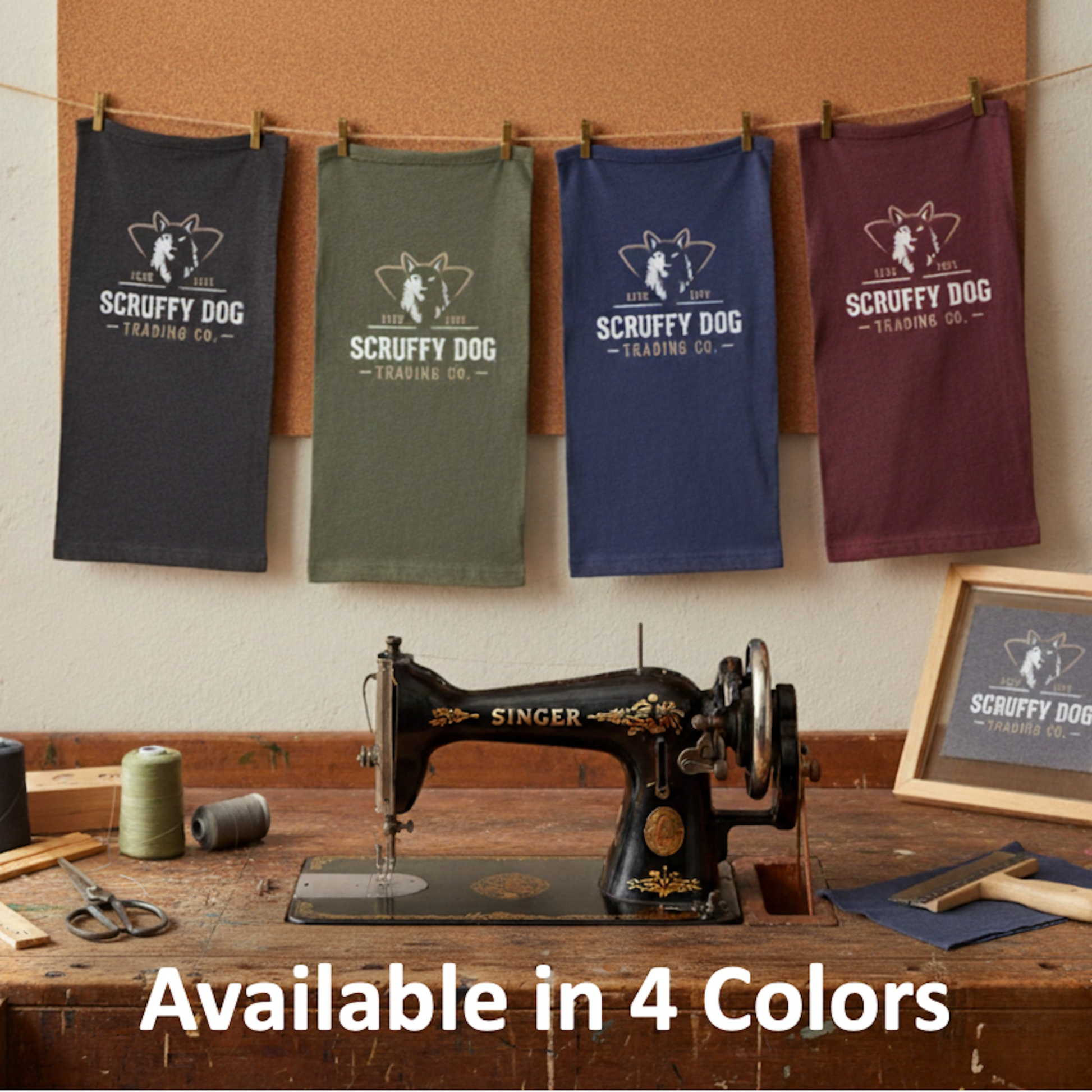Scruffy Dog unisex t-shirt colour options charcoal navy military green red
