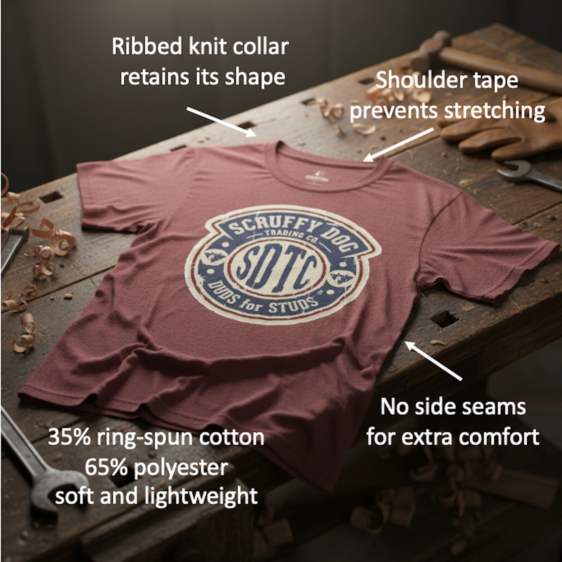 Duds for Studs vintage logo t-shirt print detail