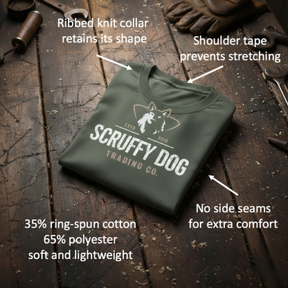 Scruffy Dog logo t-shirt ring-spun cotton detail
