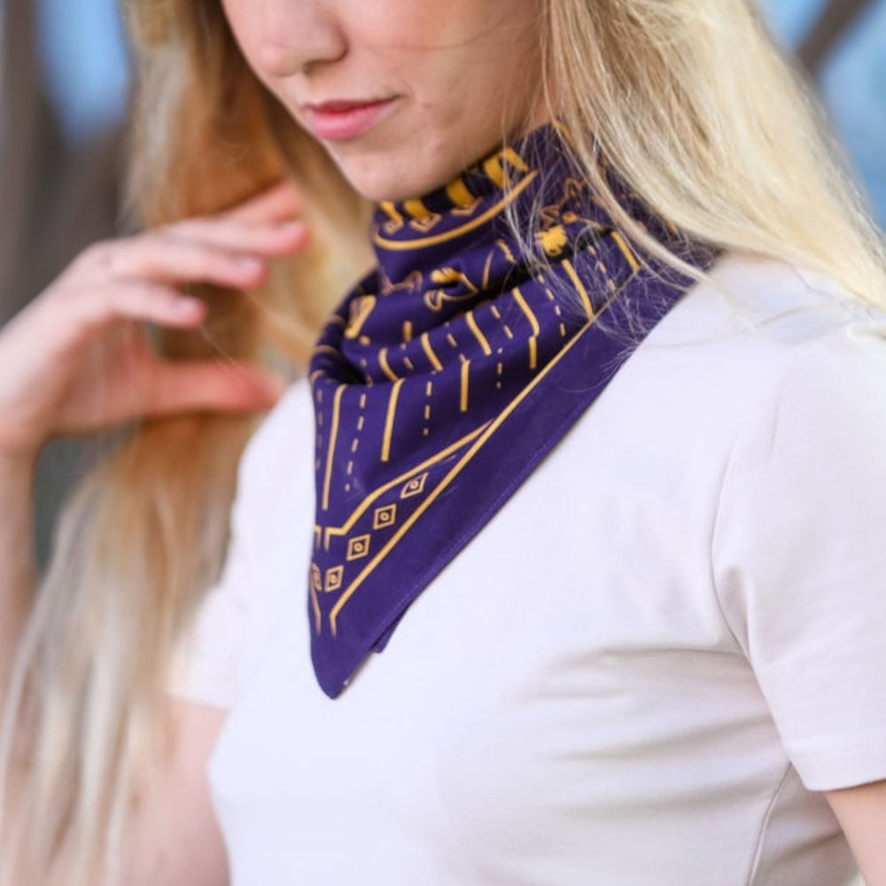 Premium Designer Bandana - Purple and Gold