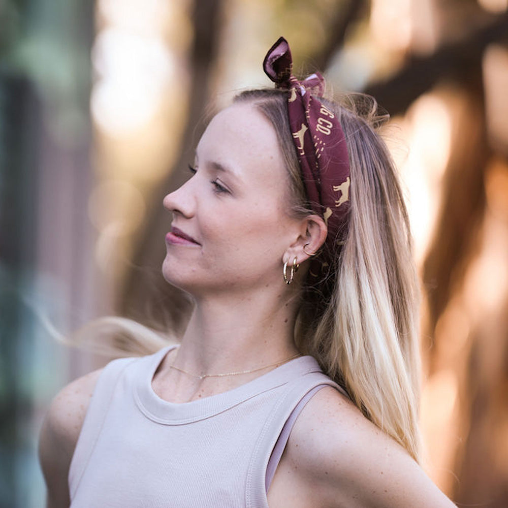 Premium Designer Bandana – Wine & Cream