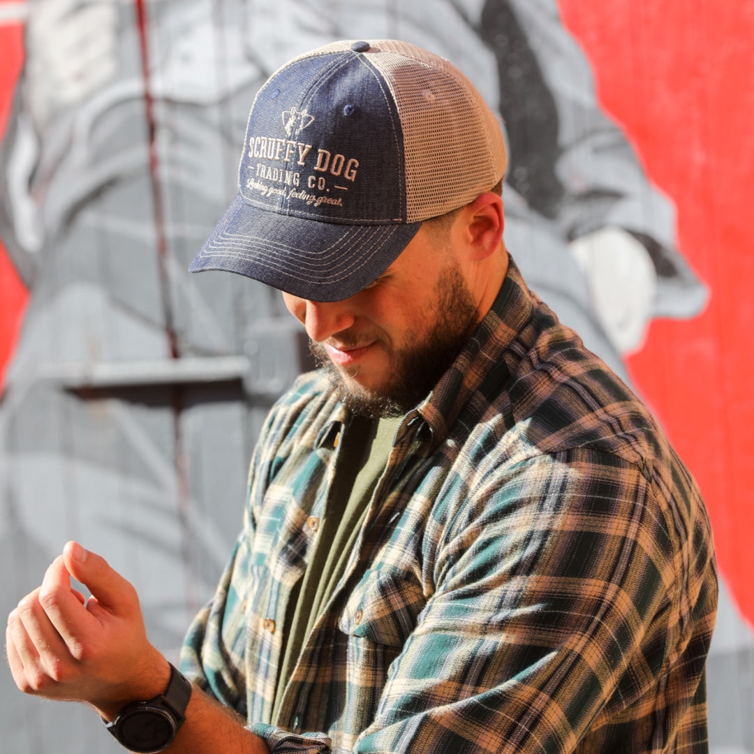 Premium Trucker Hat – Denim Blue
