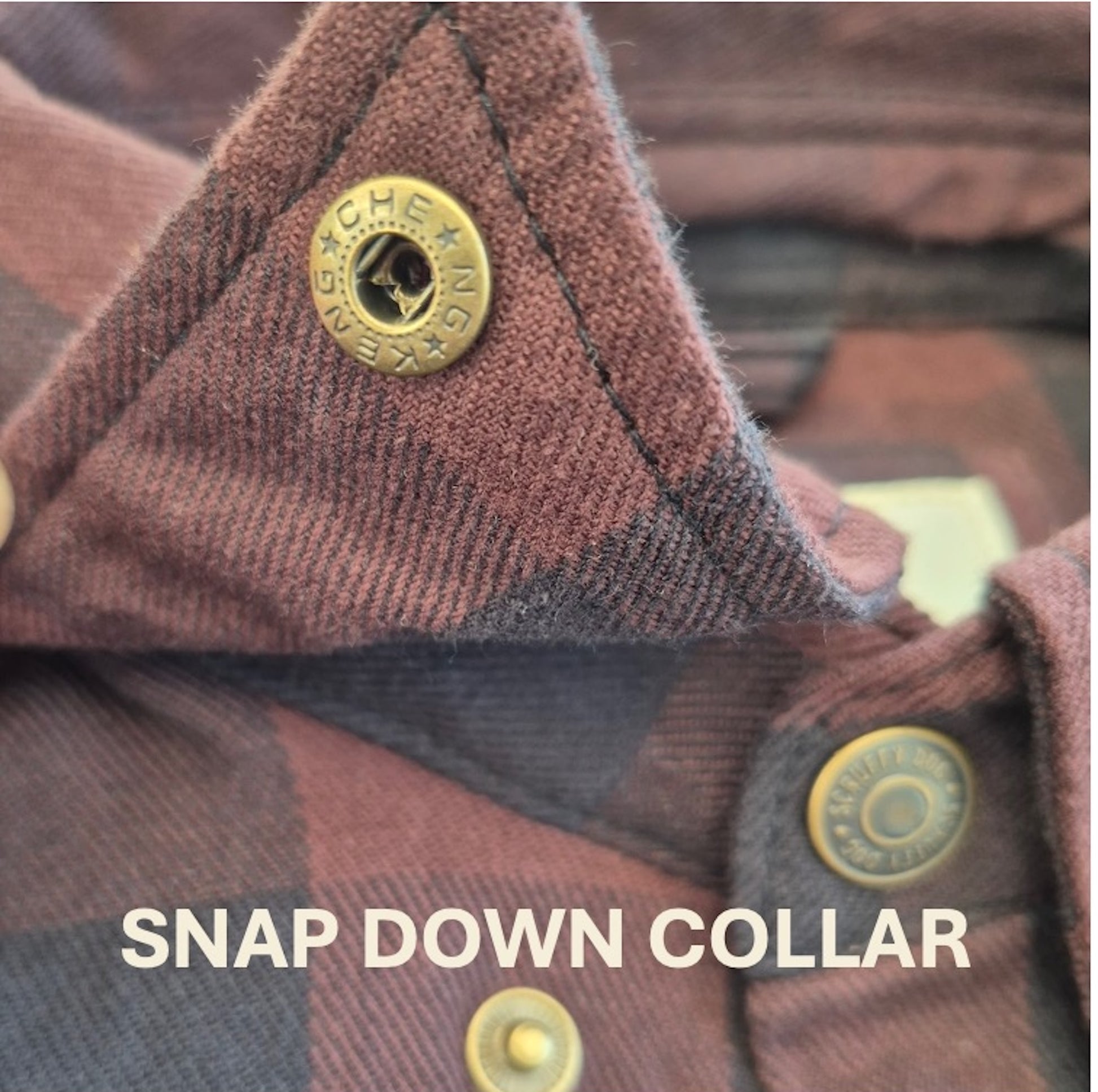 Scruffy Dog snap-down collar signature logo snap flannel shirt