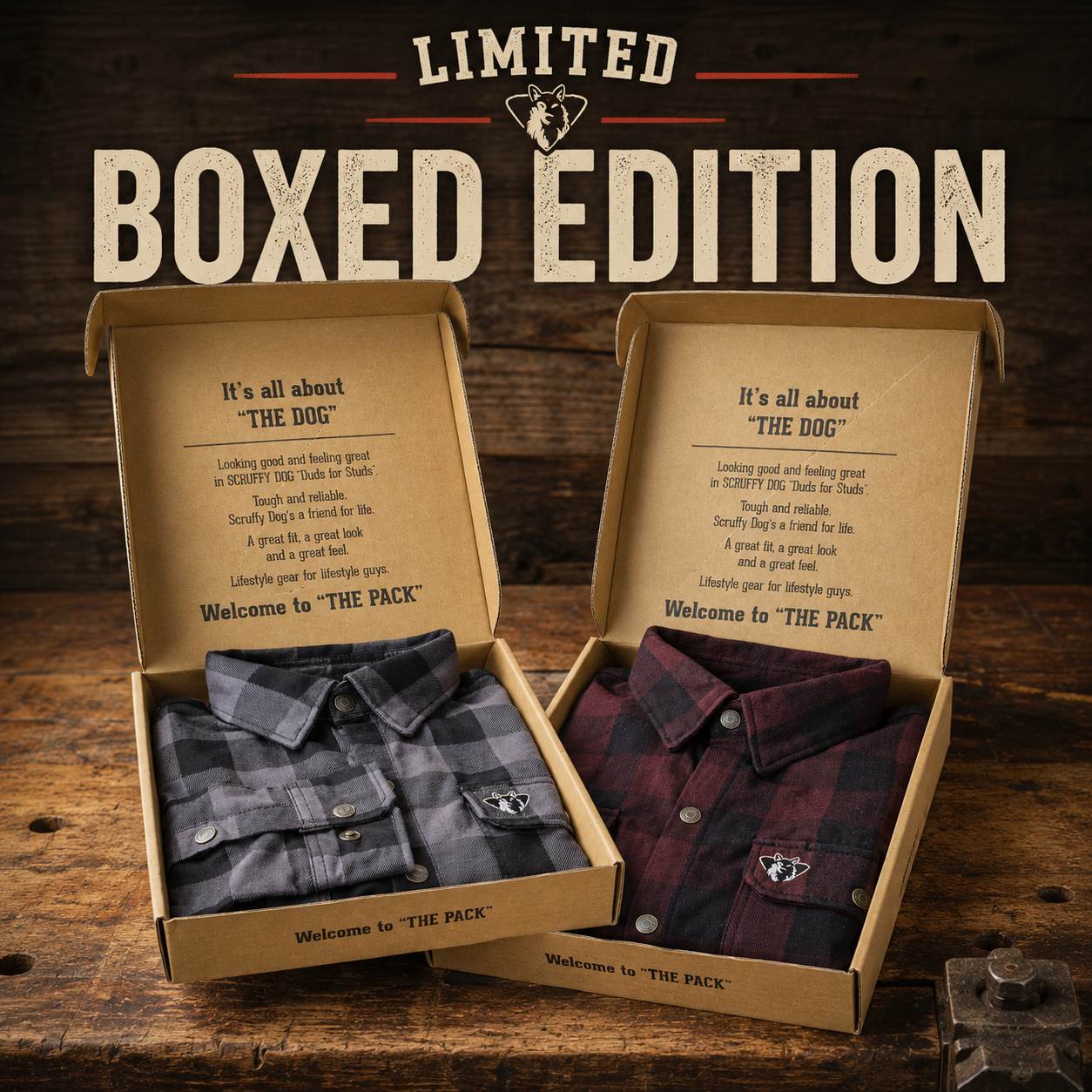 Scruffy Dog plaid flannel shirt premium gift box